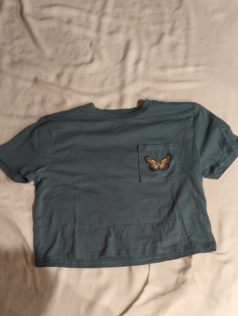 Girls Volcom Teal Short-Sleeve Tee with Butterfly Pocket